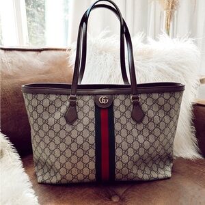Gucci Brown and Green Tote Bag